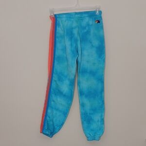 AVIATOR NATION Tie-Dye Blue 5 Stripes Sweatpants/Joggers,size S